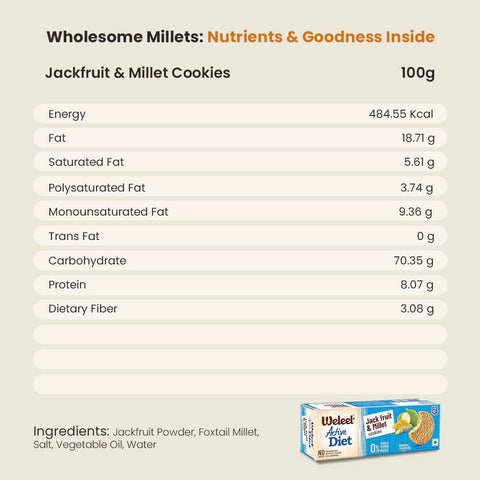 nutrient table of jackfruit millet cookies