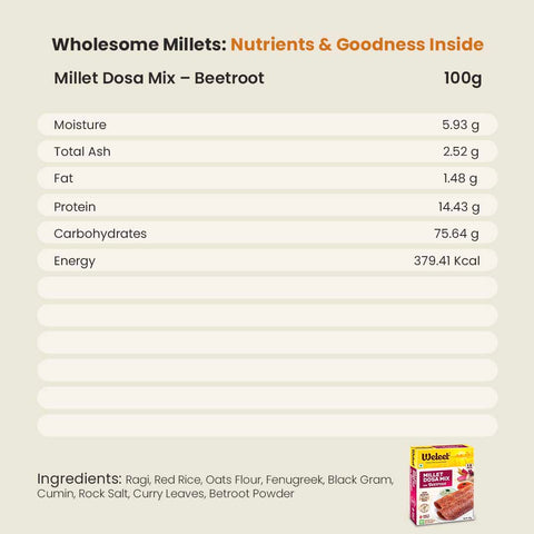 nutrients table millet dosa mix - beetroot