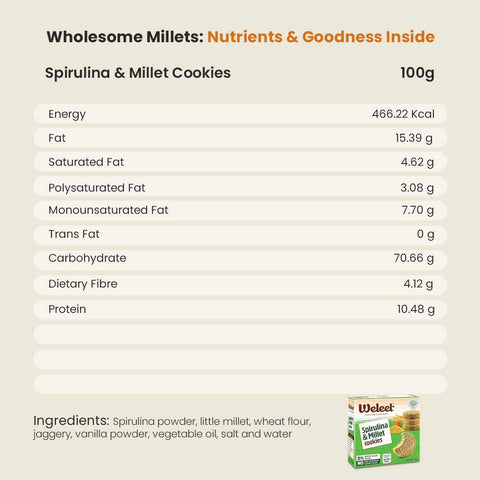 Spirulina & Millet Digestive Healthy Cookies | 270g