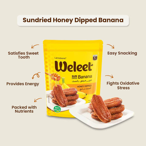 Sun Dried Honey Dipped Banana – Pack of 4 | 400g